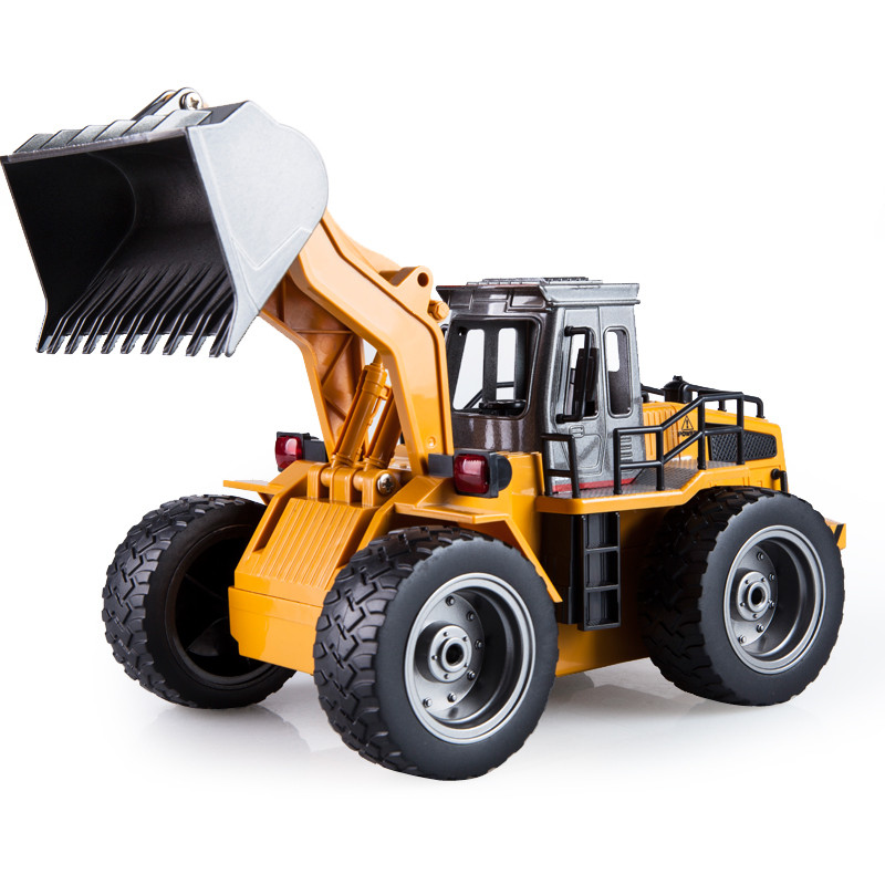 Dywalfri RC Truck Alloy Shovel Loader Tractor 2.4G Radio Control 4 Wheel Bulldozer 4WD Front Loader Construction Vehicle Electronic Toys Game Hobby Model with Light and Sounds