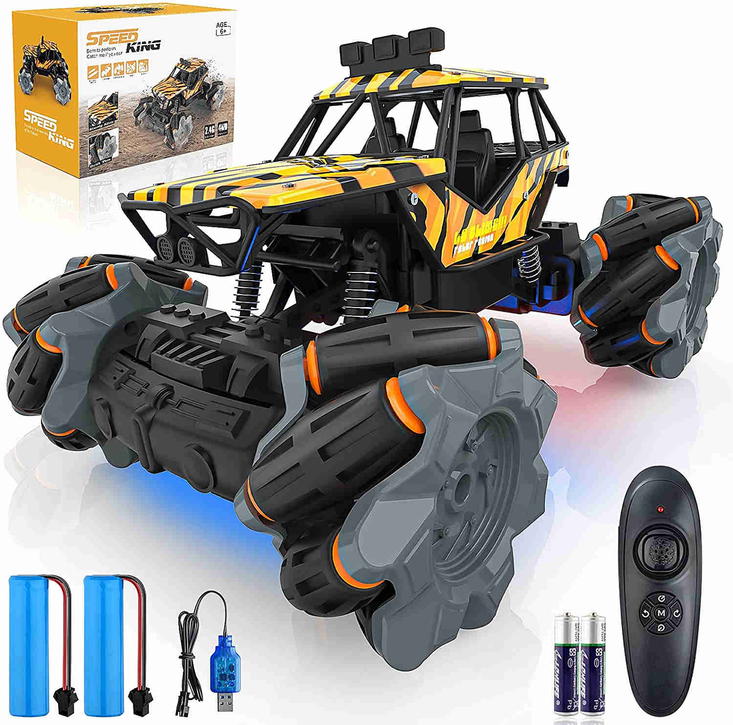 Growsly Remote Control Car Rc Cars, High Speed Monster Trucks for Boys, 1:18 Scale 4WD Toy Trucks, 2.4Ghz All Terrain Off Road Rc Rock Crawler with 2 Rechargeable Batteries and Led Lights
